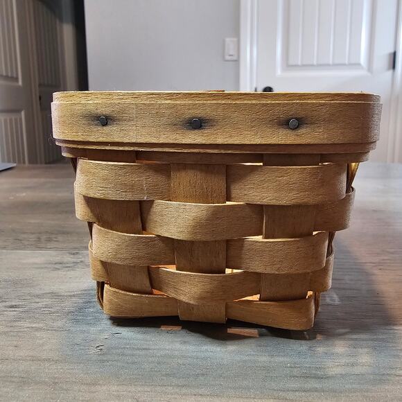 Vintage Longaberger Small Basket Handwoven Brown Rectangle Wood Signed 1994 - Picture 5 of 10